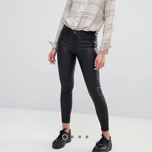 Stradivarius Coated Push Up Jean, ASOS in Black